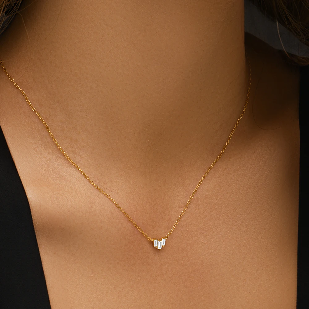 قلادة فضة إسترليني للنساء ، زركون لامع ، بسيط ، هندسي ، سلسلة ترقوة ، مجوهرات زفاف ، شخصية