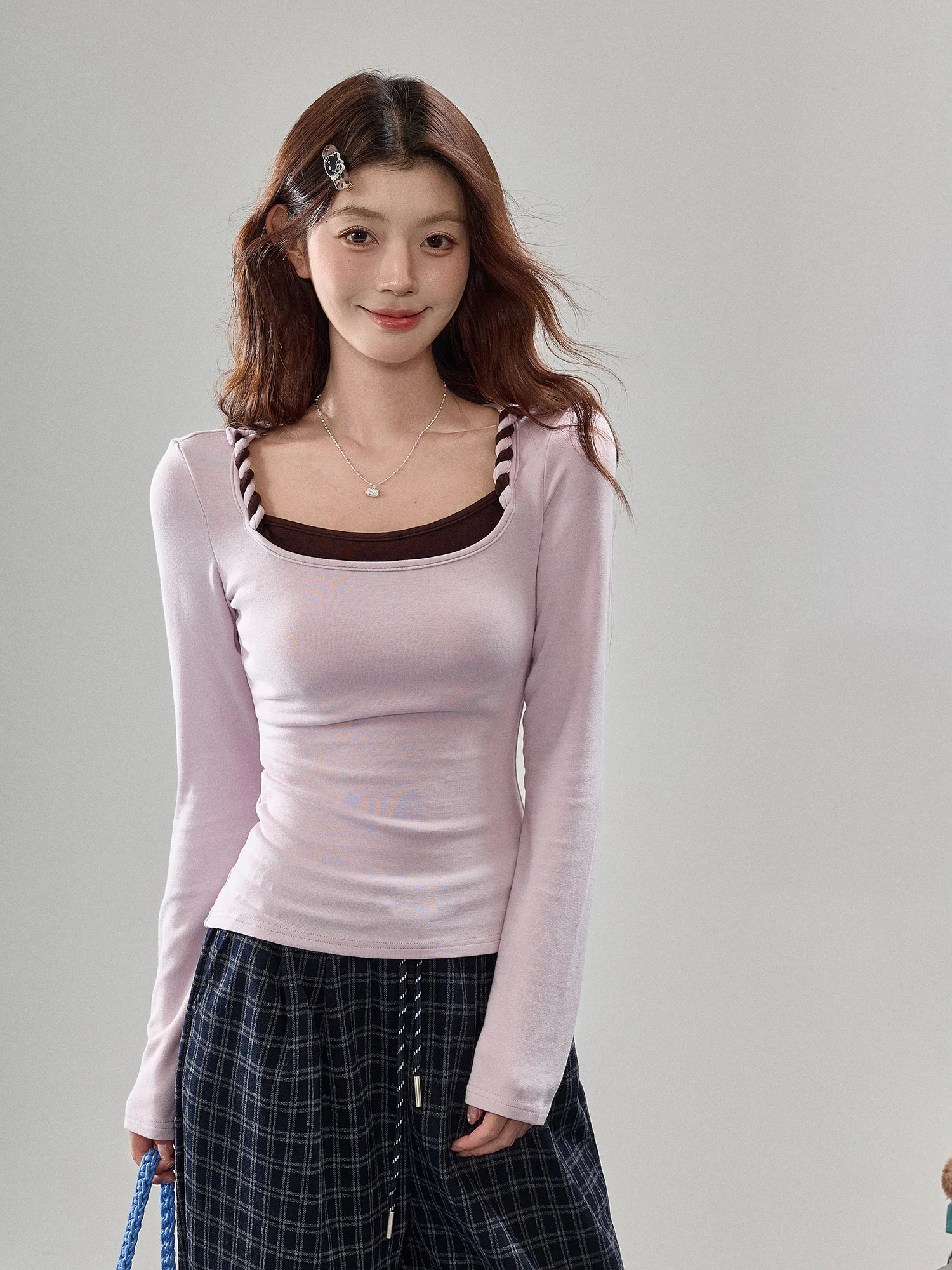 

Swee Pure Desire Color Blo Long Sve Женская футболка Slim Fit Base irt Casual Sle Осенний сезон Мягкая и удобная футболка...
