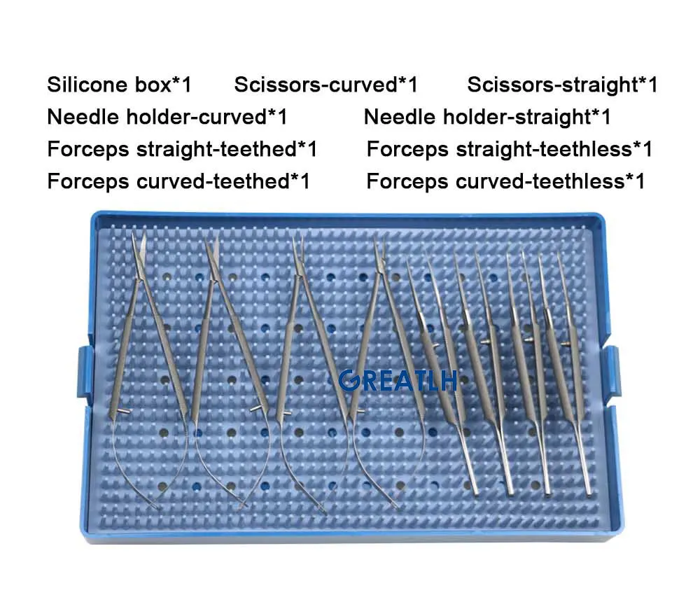 Eyelid Instrument Surgical Tool  Ophthalmic Forceps  Needle Holder Scissors Wih Sterilization Case
