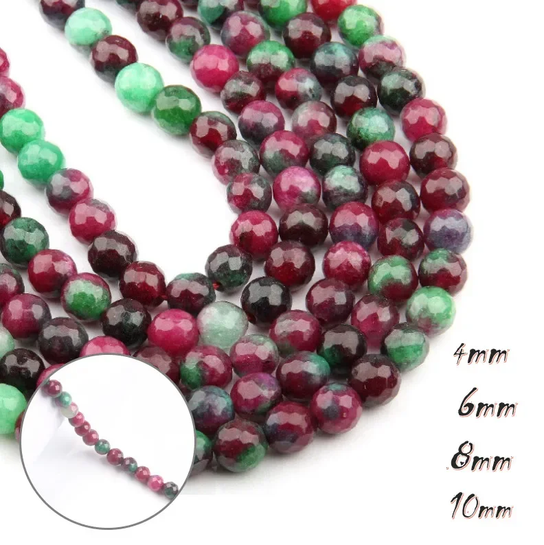 

Natural Faceted Imitation Tourmaline Round Stone Beads for DIY Jewelry Making