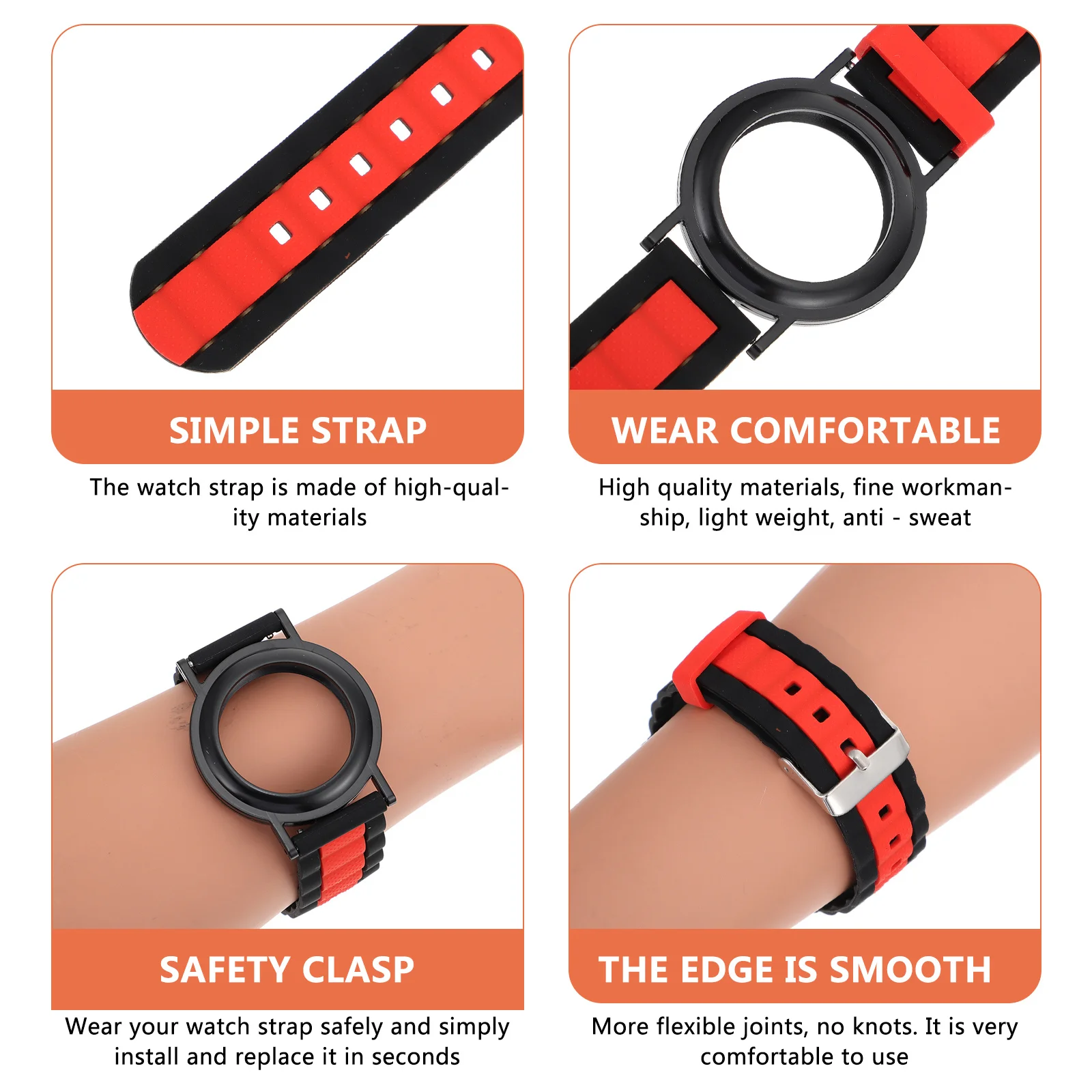 

Silicone Watch Band Soft Scratch-Resistant Sweat-Proof Protective Case For Wristband Strap