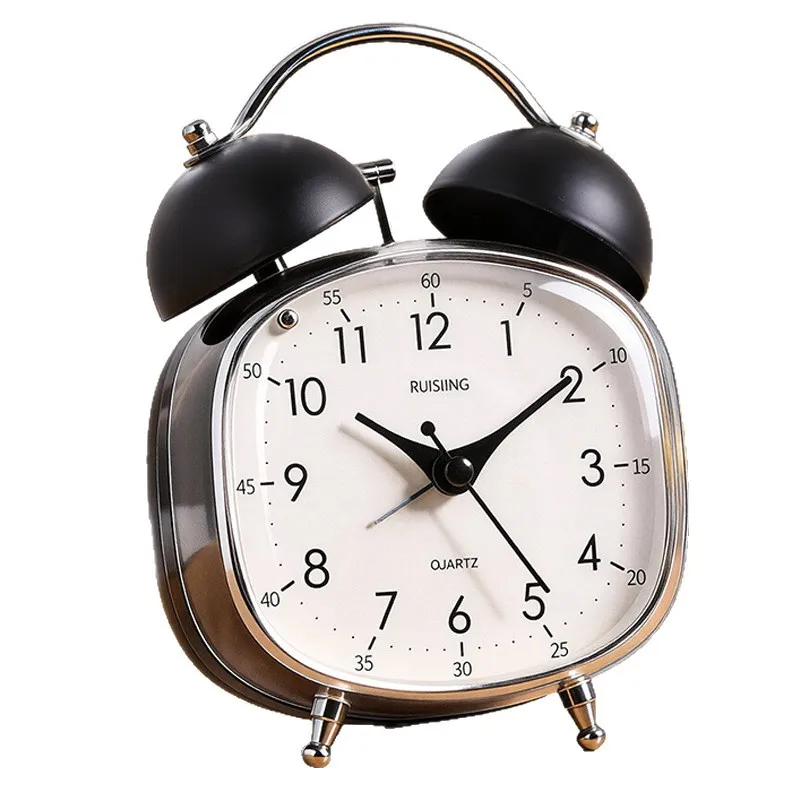 Alarm clock with desktop mechanical design, powerful loud sound, strong wake-up call, extremely loud ringing bell clock