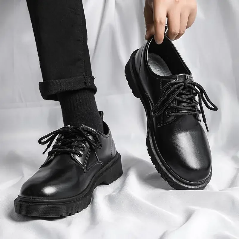 Zapatos planos italianos de cuero genuino de lujo para hombre, zapatos de vestir hechos a mano con cordones de punta cuadrada, zapatos de negocios para fiestas sociales