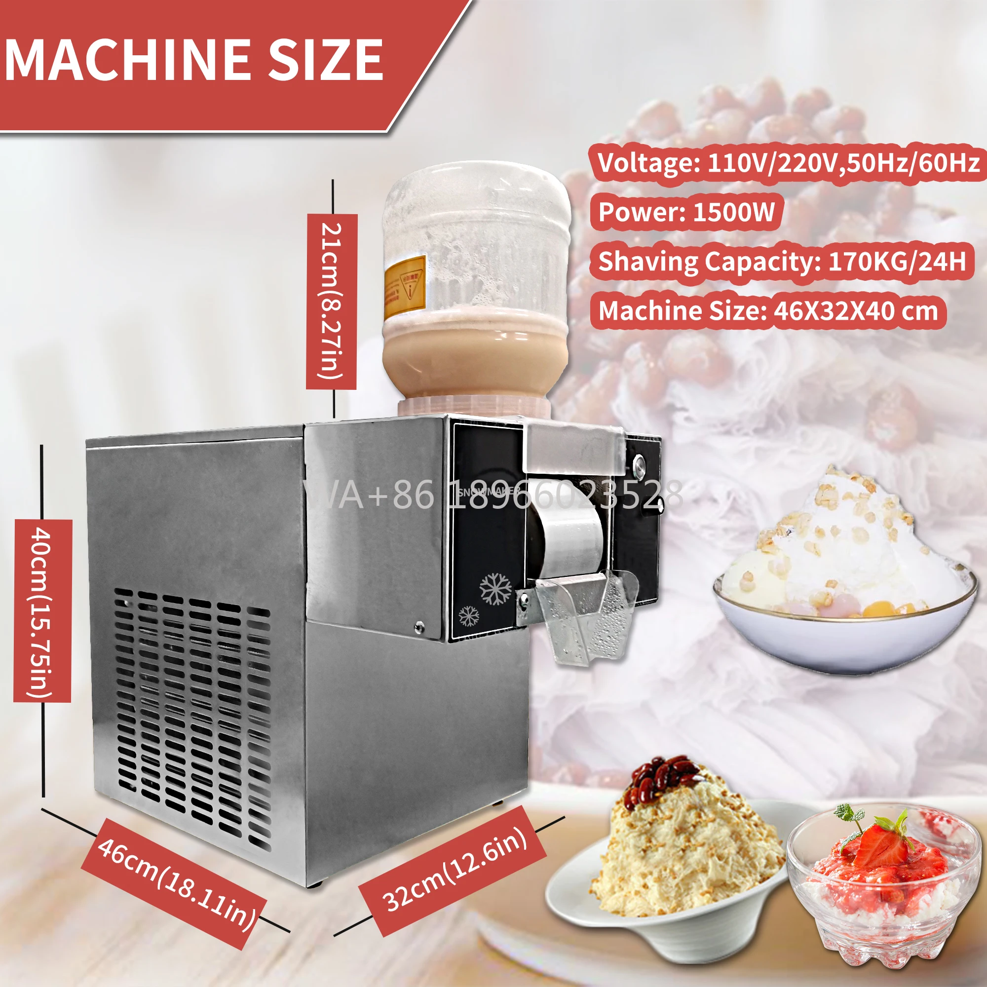 

Crusher Maker Make Shaved Ice Shaver Bingsu MachineYourtime 170KG/DAY Commercial Korean Bingsoo Snow Snowflake Flake Cream