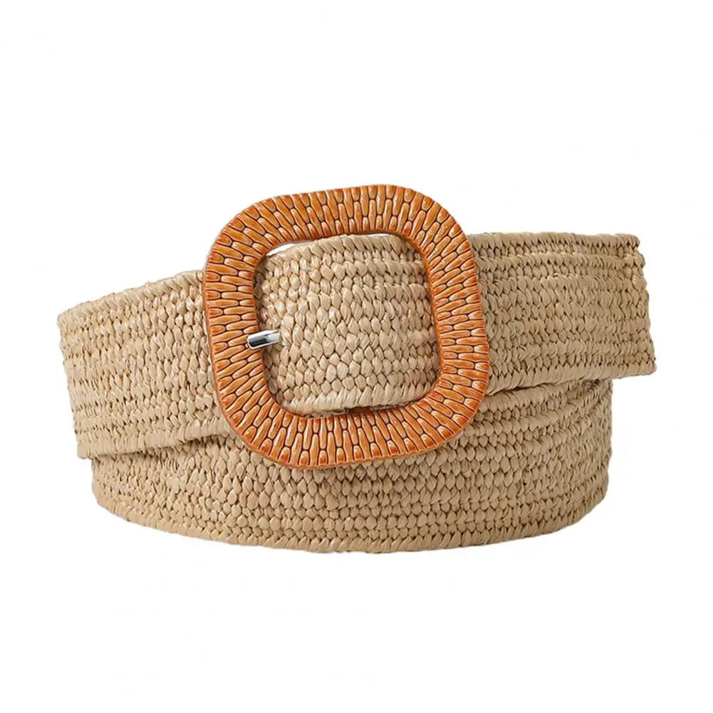 Geweven Rieten Riem Elegante Dames Rieten Riem Verstelbare Brede Band Gladde Gesp Slanke Heupband Voor Jurk Shirt Decoratie Retro