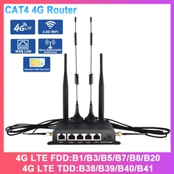 KuWFi 300Mbps CAT4 4G LTE Router Wireless WiFi Router 4pcs Detachable Antennas with WAN LAN RJ45 Port AP Repeater Mode USIM Slot