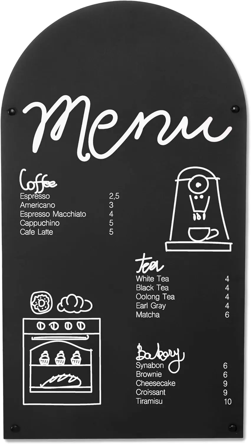

17x31.5 Inch Arched Metal Chalkboard for Wall, Large Magnetic Blackboard for Kitchen Menu