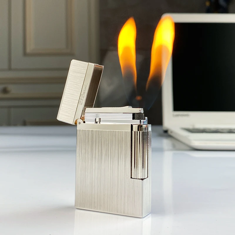 New commemorative edition single and double flame luxury lighter Ping Sound natural paint cigarette smoking butane lighter 16087