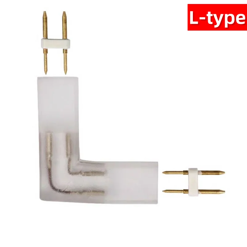 LED strip 2 pin L T shape Corner Connector middle plug With Copper needle for 110V 220V LED Strip 5050 3014 2835 single color