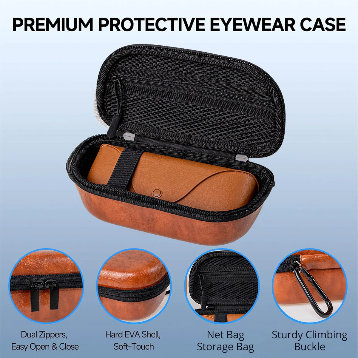 حقيبة تخزين لنظارات Rayban Meta Ai، حقيبة حمل صلبة من إيفا، بطانة مقاومة للصدمات والخدش، متوافقة مع معظم النظارات الذكية