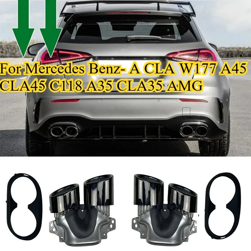 

NONGSHI Rear Bumper Turbo Muffler Exhaust Tips Pipe Exits for Mercedes Benz- A CLA W177 A45 CLA45 C118 A35 CLA35 AMG Refitting