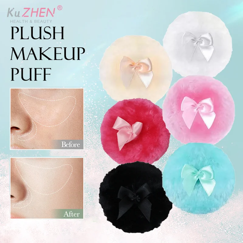 1/4PcPeluche Soffio di Trucco Professionale Bowknot Rotondo Cosmetico Morbido Soffice Soffio di Polvere Allentato Arco Sveglio Spugna Fondotinta MakeupBeauty
