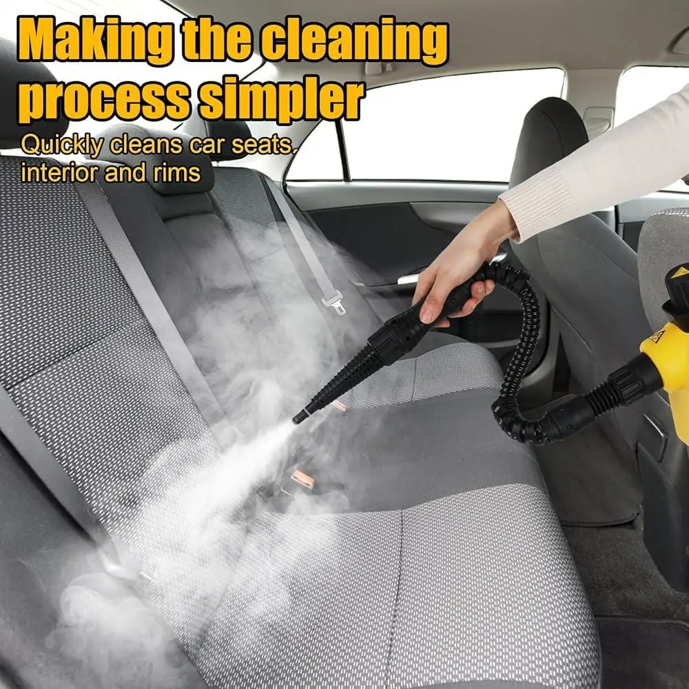 Ручной пароочиститель, 1000 Вт, паровой очиститель под давлением с 9 аксессуарами, предохранительный замок, шнур питания 11,4 фута, высокотемпературное обеззараживание