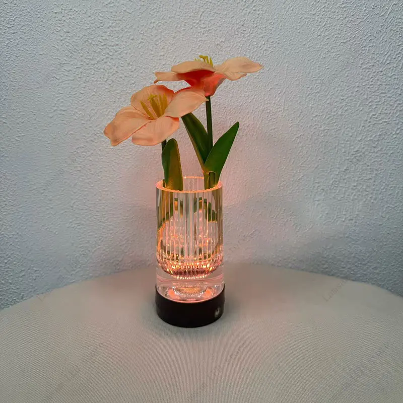 Rechargeable LED RGB Vase Light Touch Sensing Waterproof Flower Vase for Decorative Luminous Lighting in Bedroom Living Room