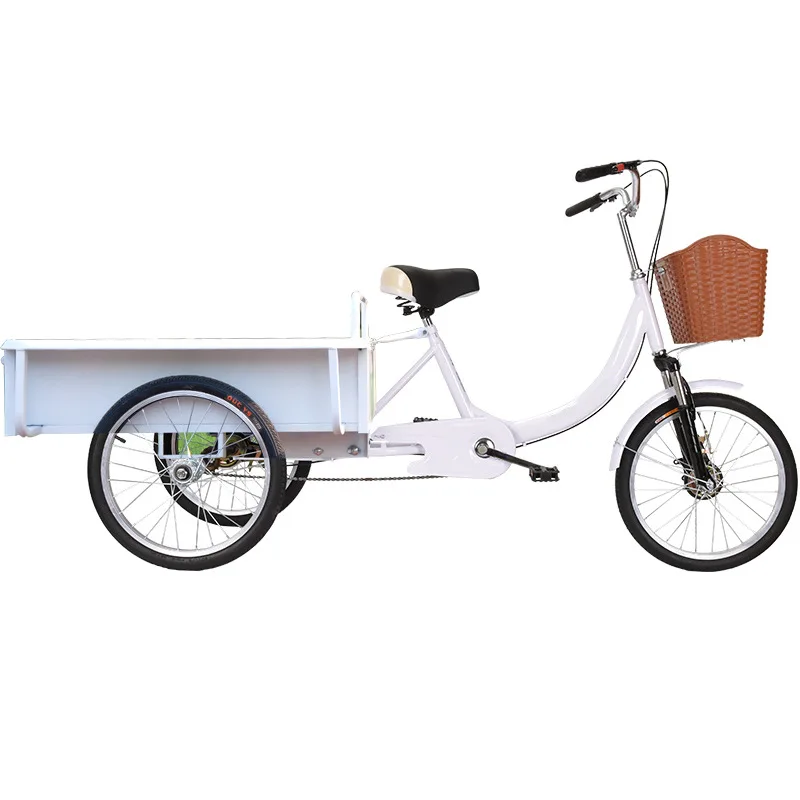 White elderly tricycle stall, pedal adult leisure vehicle