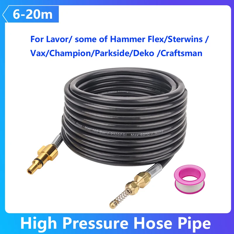 

High Pressure Washer Hose Pipe 6-20M For Lavor Vax Champion Parkside Sewer Drain Water Cleaning Hose Sewage Pipe Car Accessories