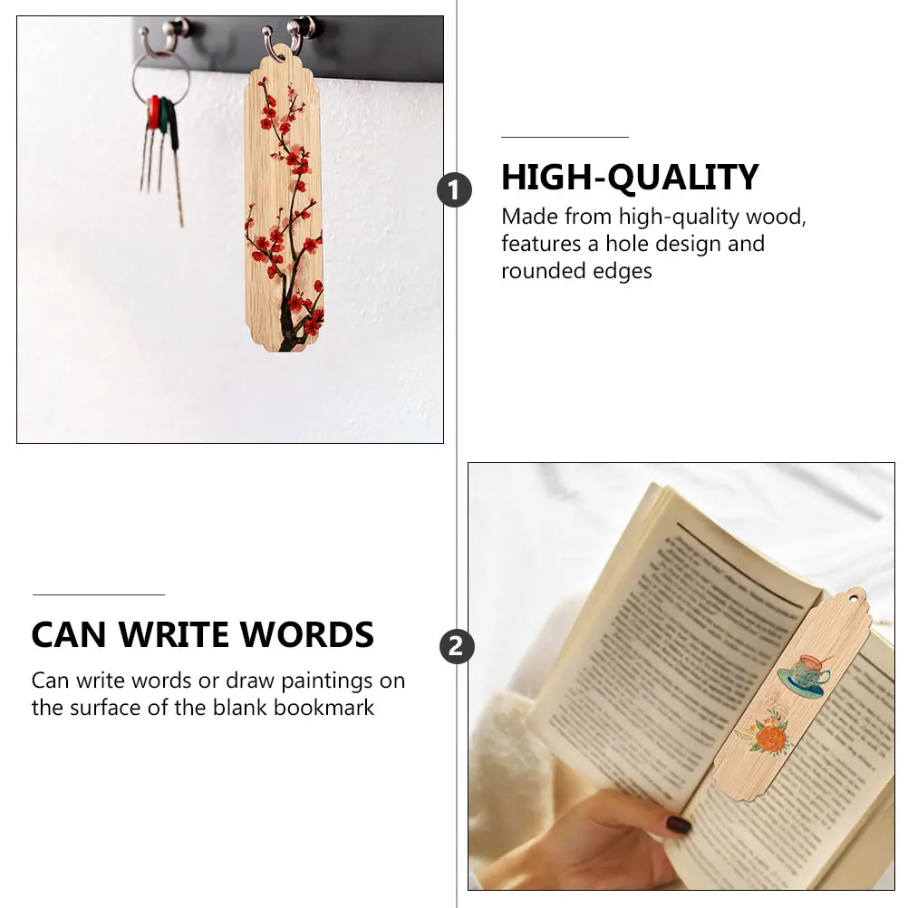 

20 Pcs Bookmark DIY Materials Craft Making Bookmarks Ornaments Labels Blank Wood Wooden Creative Crafts