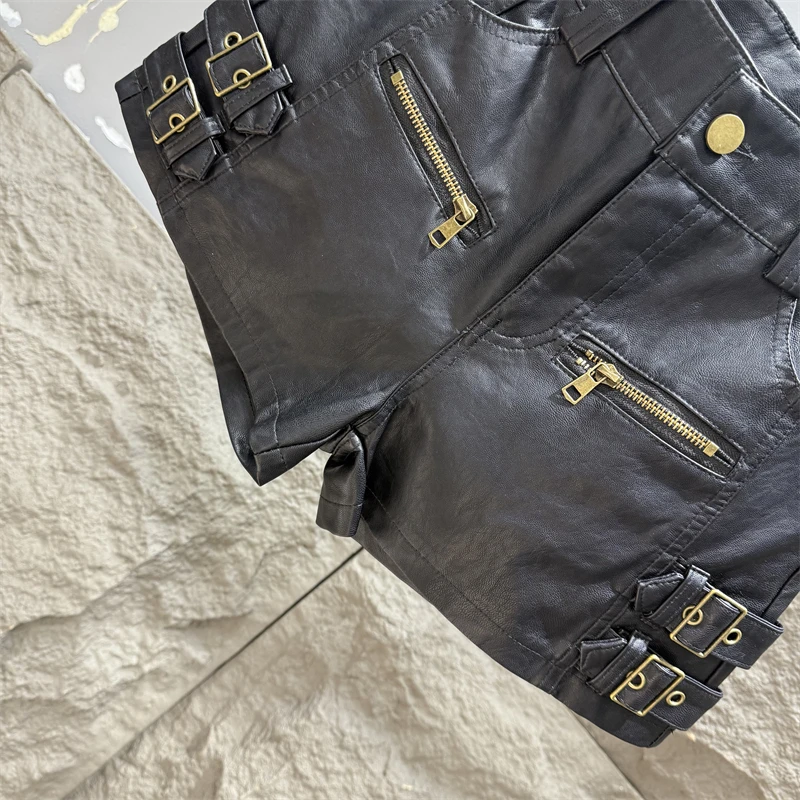 شارع العليا ملابس العمل الساخن فتاة بولي Leather السراويل الجلدية النساء ، 2025 الخريف الشتاء جديد تنوعا التخسيس ألف خط واسعة الساق التمهيد السراويل #6