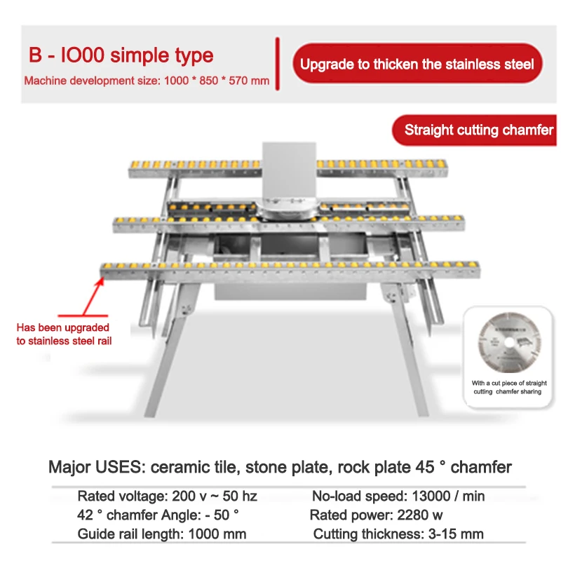 B1000 Dust-Free Ceramic Tile Chamfering Machine Desktop High Precision Foldable Manual Stone Artifact 45 Degrees Bevel Cutting