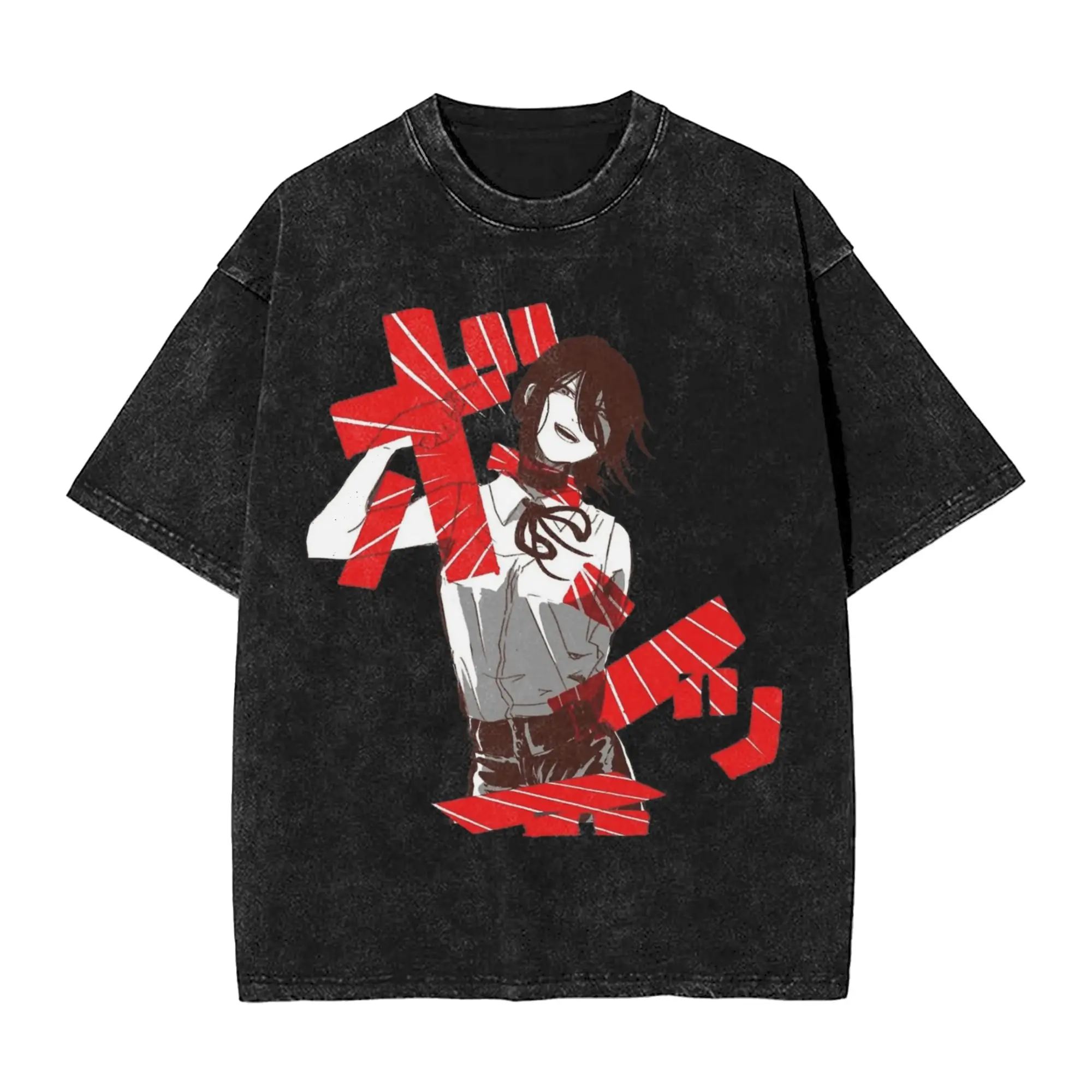 Washed T Shirts Reze Bombs Devil Hip Hop  T-Shirt Harajuku Chainsaw Man Streetwear Short Sleeve Summer Tops Tees for Men Women