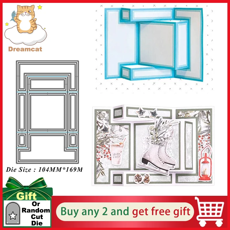 2024 New Arrivals Dies 3D Greeting Card Frame Metal Cutting Die for DIY Scrapbooking Paper Craft and Card Making Embossing Decor