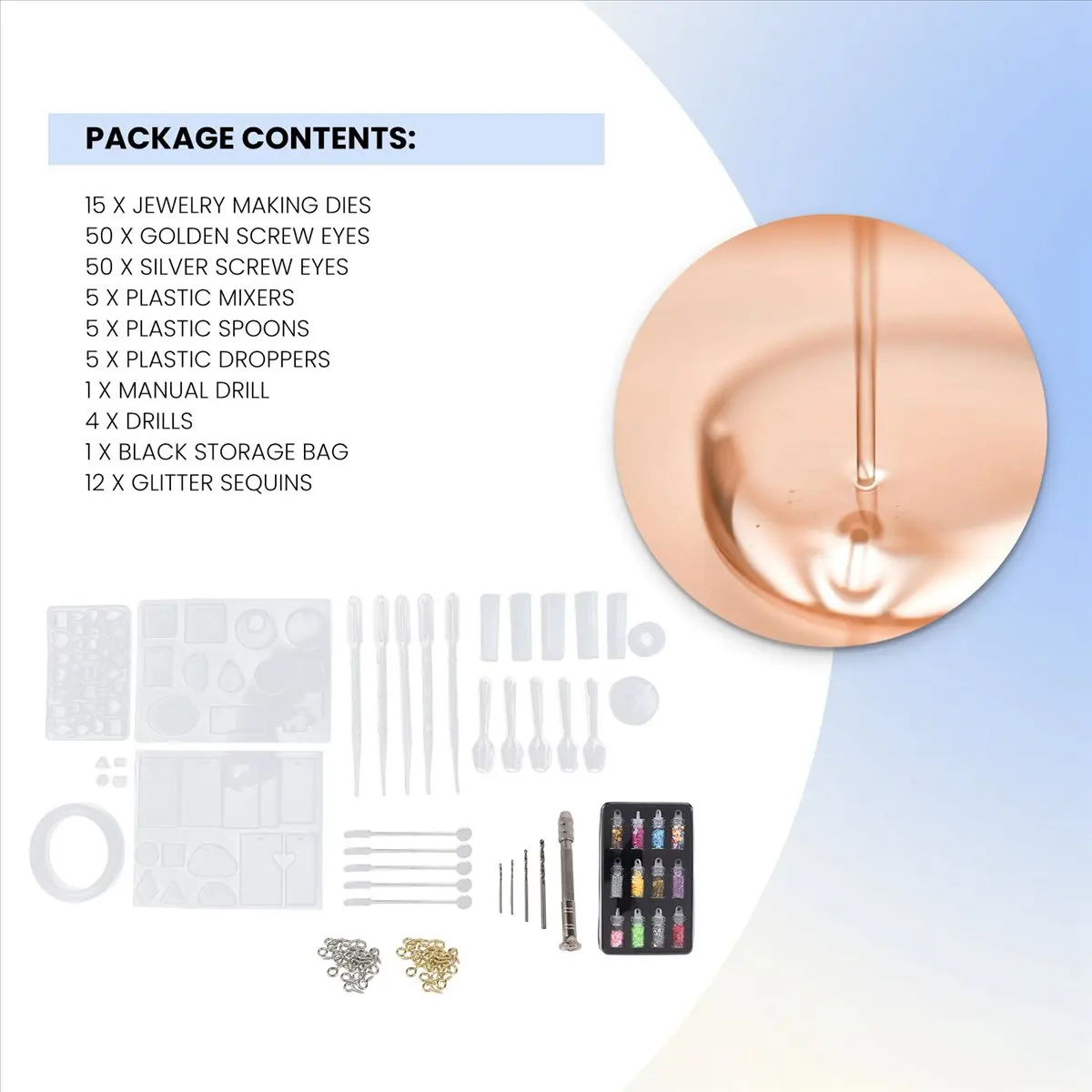 ABQR 148 Pezzi Kit per Creazione di Gioielli in Resina, Stampo per Colata in Silicone per Principianti con Stampi, Kit in Resina e Set di Strumenti