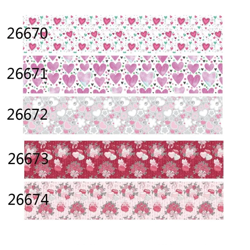 (50yards) Candy and Love Heart Printed Grosgrain Ribbon for Valentine's Day Hairbows DIY Crafts Materials