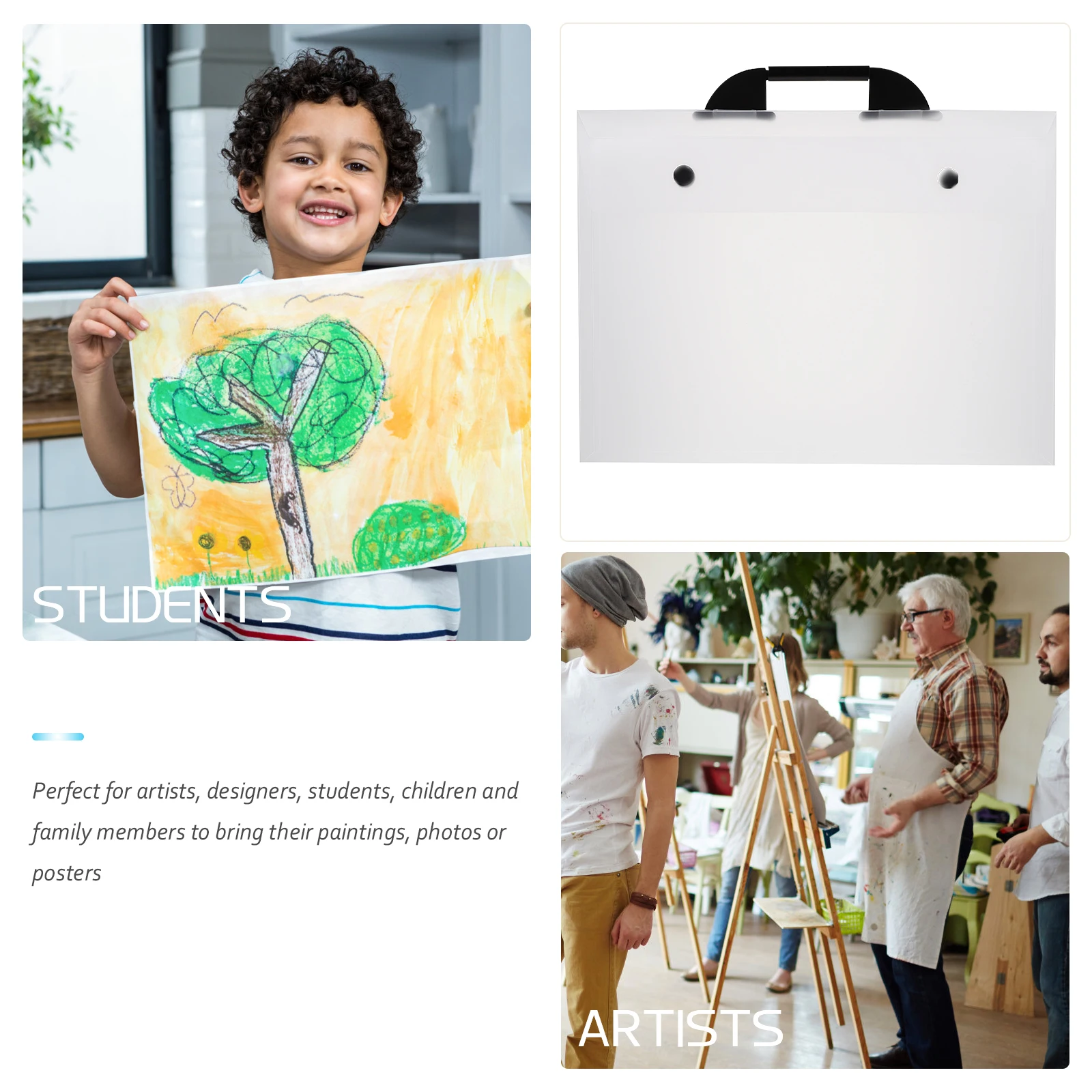 

A3 Art Portfolio Blue Handheld Folder for Artworks Documents Waterproof Practical Design Multipurpose Art Student Painting Bag