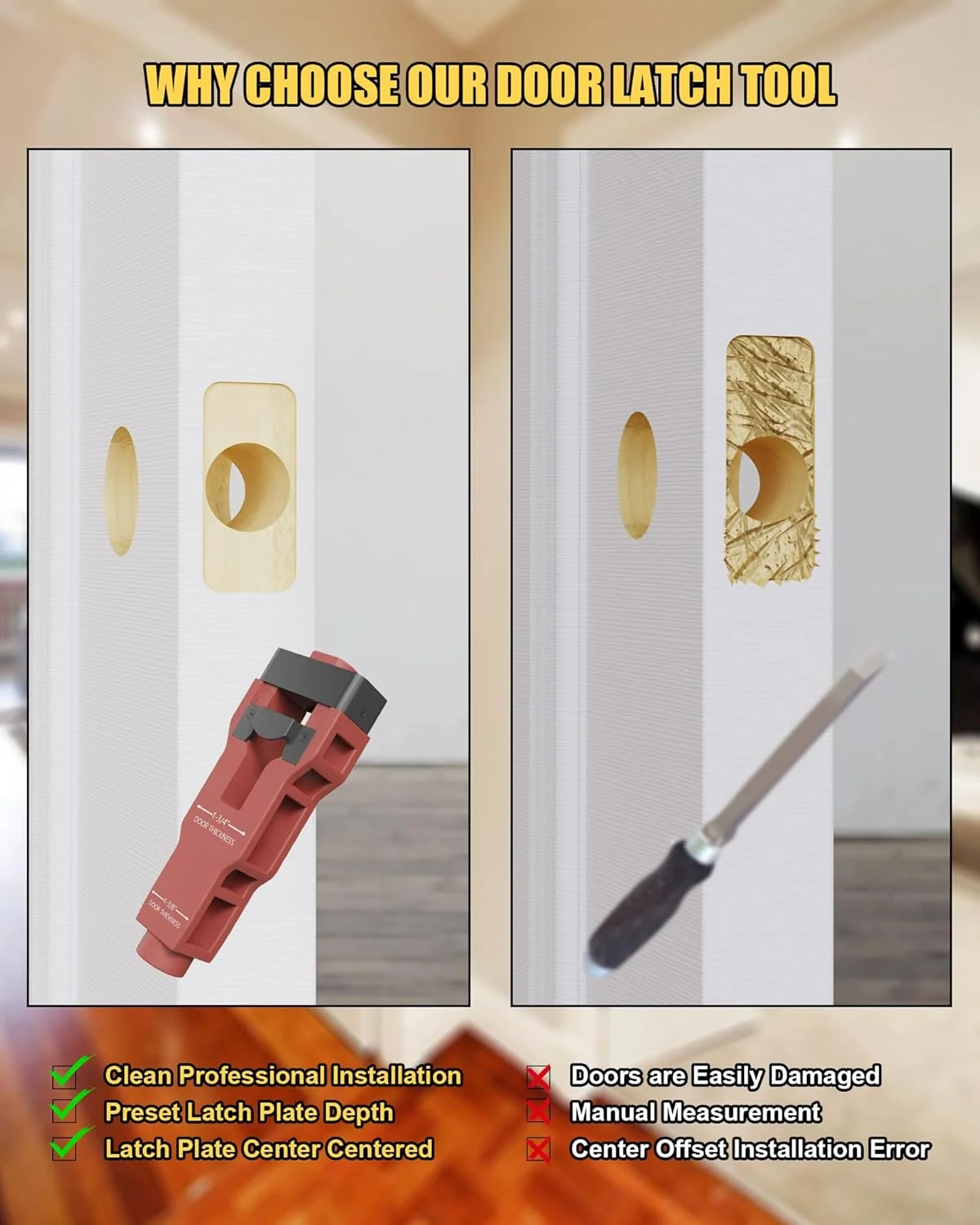 مزلاج نقر أداة مزلاج الباب مجموعة تركيب ل 1-3/8 ''أو 1-3/4'' سميكة باب خشبي مزلاج أداة تركيب المهنية
