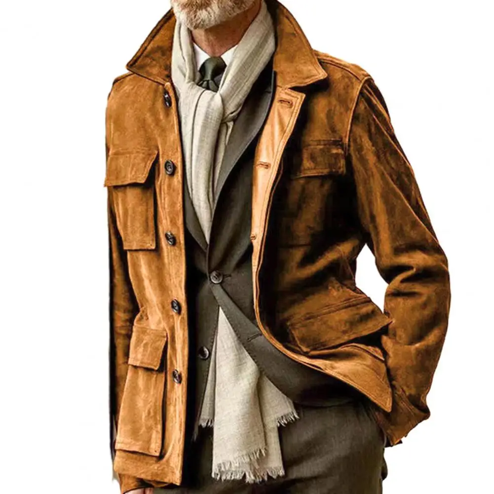 Herren Retro Trenchcoat mit mehreren Taschen funktionelle Winter jacke coole einfarbige Mantel Retro Wind jacke Mantel Herren bekleidung