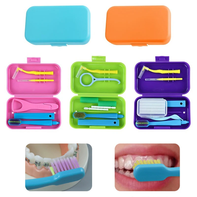 Orthodontic Aligner Tooth Chew Chewies Storage Case Dental Care Kits Invisable Braces Aligners Portable Detachable Toothbrush