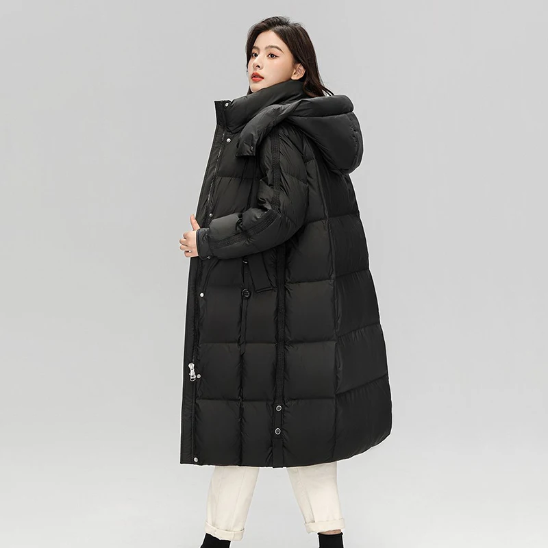 Manteau d'optique tempérament en duvet de canard pour femme, long et au-dessus du genou, mode coréenne, marée, hiver, nouveau, 2023