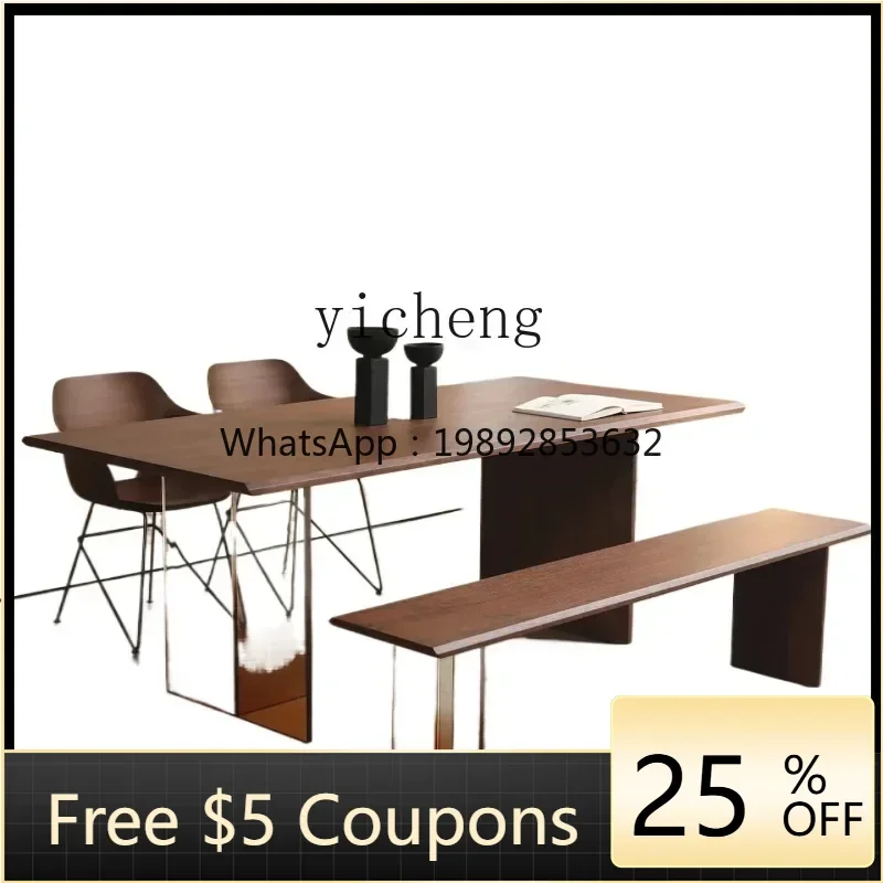LYY  black walnut dining table acrylic suspended desk tea table ash wood solid wood
