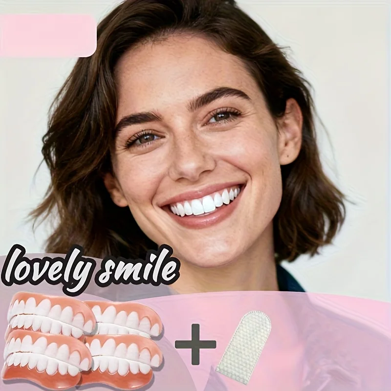 

Temporary Cosmetic Teeth Cover Set Unisex, 4Top+4Bottom+1Finger Cot Quick Home Wear