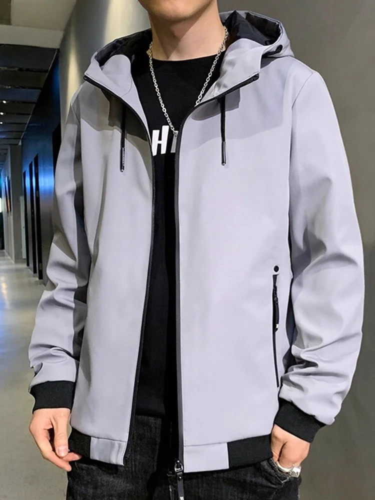

TUCANO Men's Casual Faionable Hooded Jaet Spring Autumn Versatile Loose Fit Windproof Polyester Fiber Long Sve Zipper ...