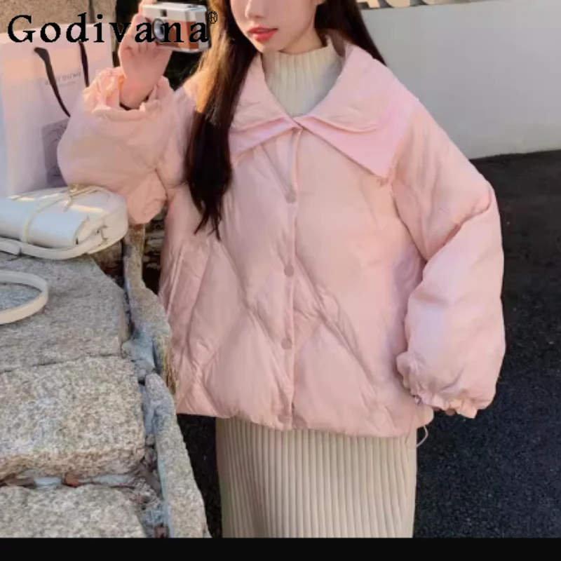

Women's 2025 Winter New Pink Sweet Light and Thin Short Down Jacket Loose Warm Thickened Korean Age-reducing Versatile Coat
