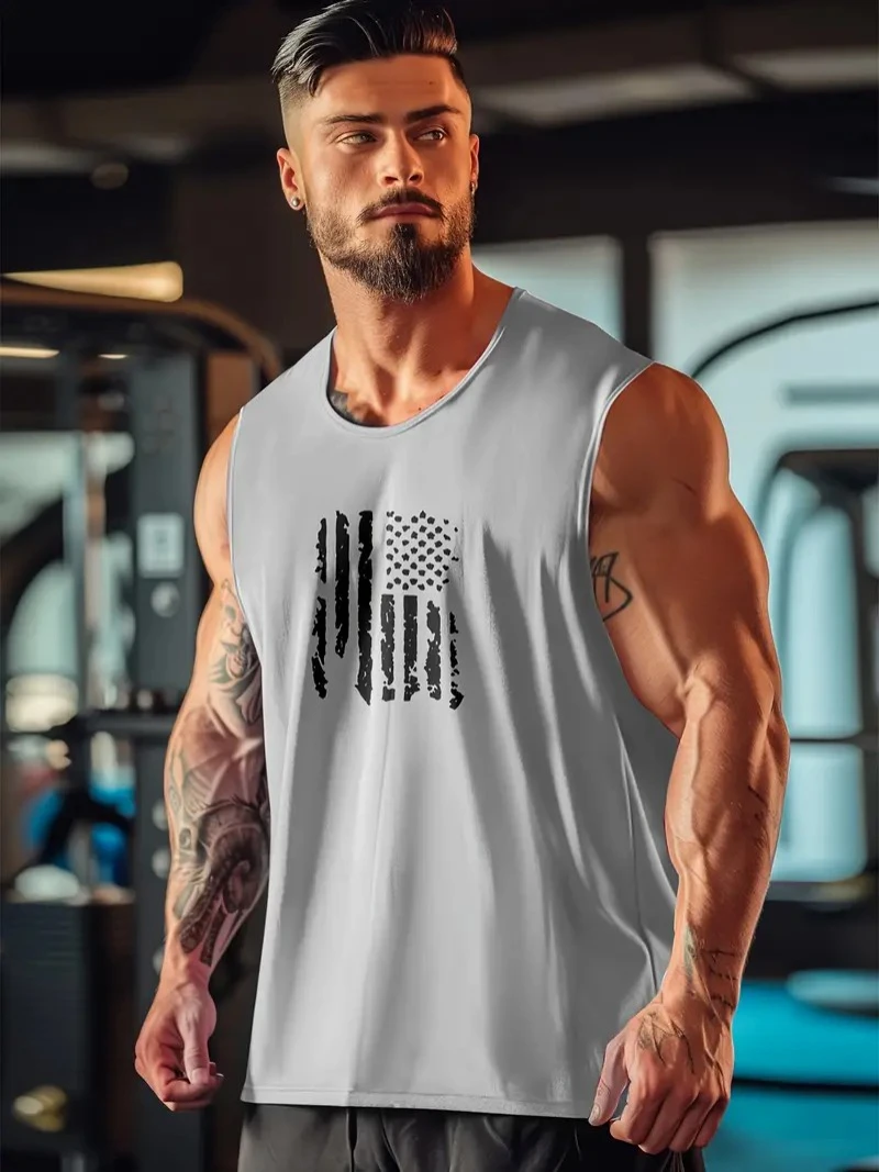 

New style Running and Fitness room Muscle Tank Top for Men Sleeveless Tops O-collar waistcoat Training Bodybuilding Vests