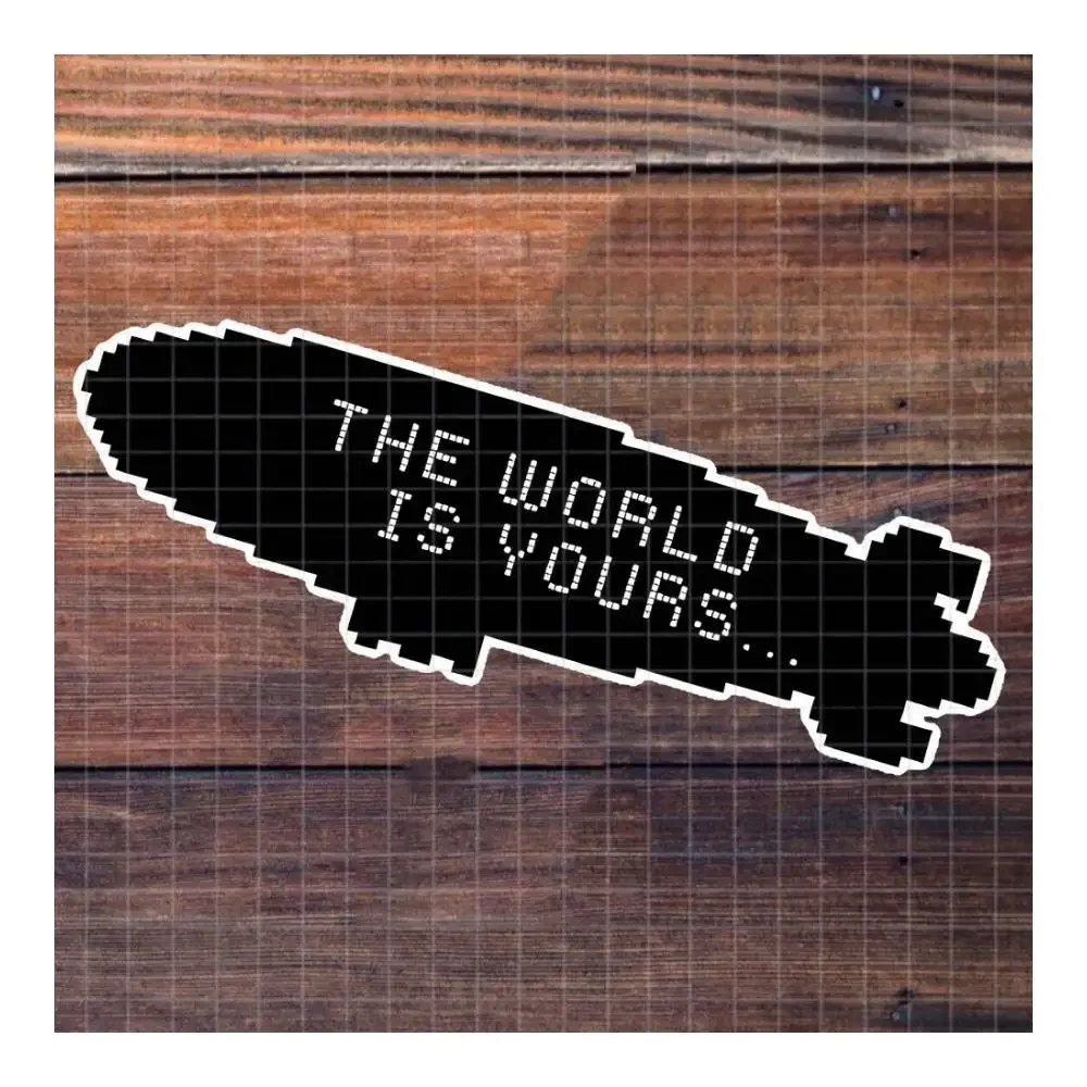 ＂THE WORLD IS YOURS＂ Pixel Rocket 3in Inspirational Sticker For Phones, Laptops