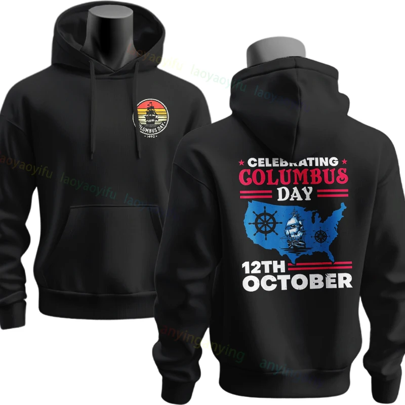 الرجال والنساء مضحك كريستوفر كولومبوس 1492-1502 جولات العالم الجرافيك هوديس عادية كم طويل البلوز الفكاهة نمط هوديي