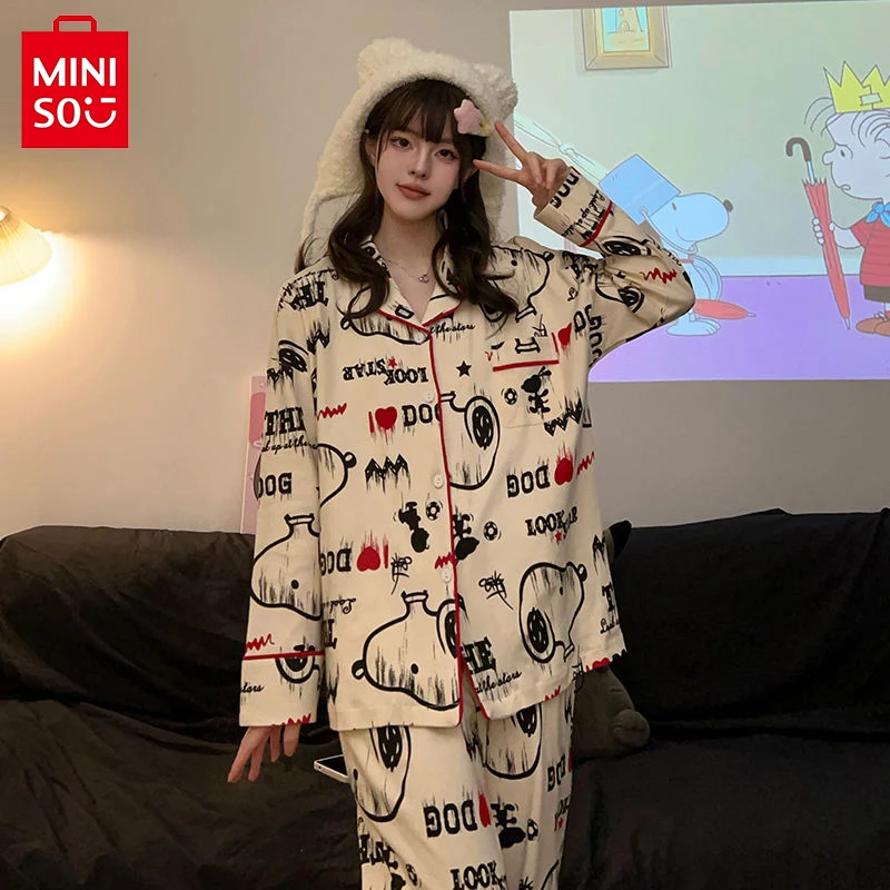 

Anime Snoopy Pajama Set Couple Spring Autumn Cute Long-Sleeved Pajamas New Kawaii Comfortable Casual Home Wear Set Birthday Gift