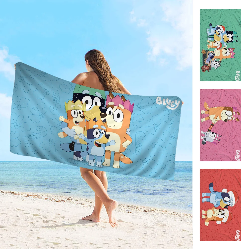 

Cartoon B-Blueys Anime Beach Swimming Towel Soft Absorbent Washcloth Children's Gifts For Kids Travel Camping Gym