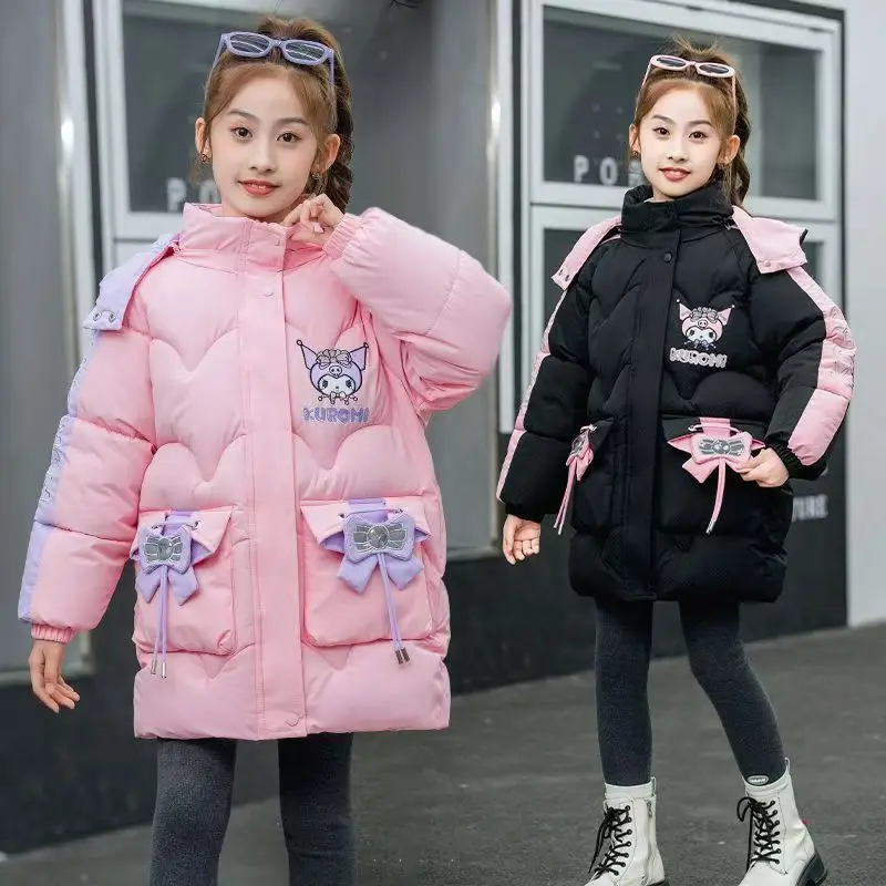 

Kawaii Kuromi Girls' Cotton Clothe Sanrio Winter New Anime Cartoon Thick Warm Coat Kids Fashion Sweet Tops Comfort Soft Jacket