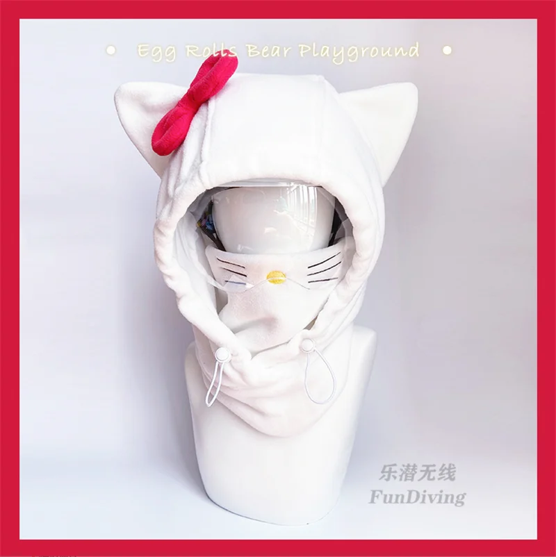 Animation Cartoon cute Ski helmet decoration polar fleece electric vehicle windproof and warm Hat Mask Headgear