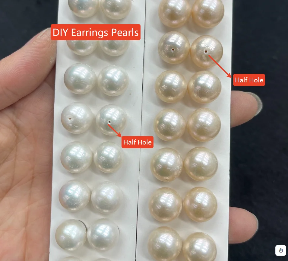 

DIY Half Hole Earrings Pearl 12-13mm Natural Loose Freshwater For Jewelry Making DIY Earrings Accessory