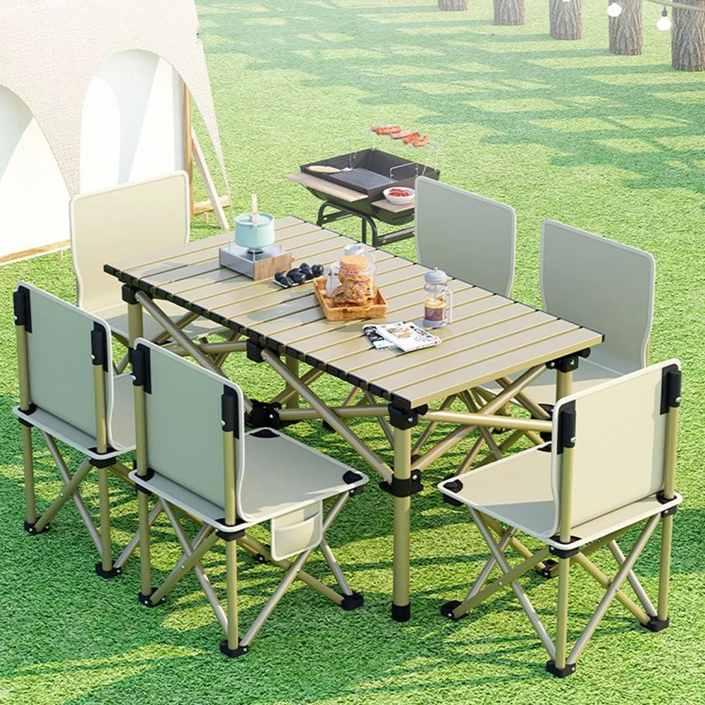 Outdoor Folding Table Table and Chair Set Lazy Chair Picnic Portable Camping Equipment Complimentary Storage Bag Mesa Furniture