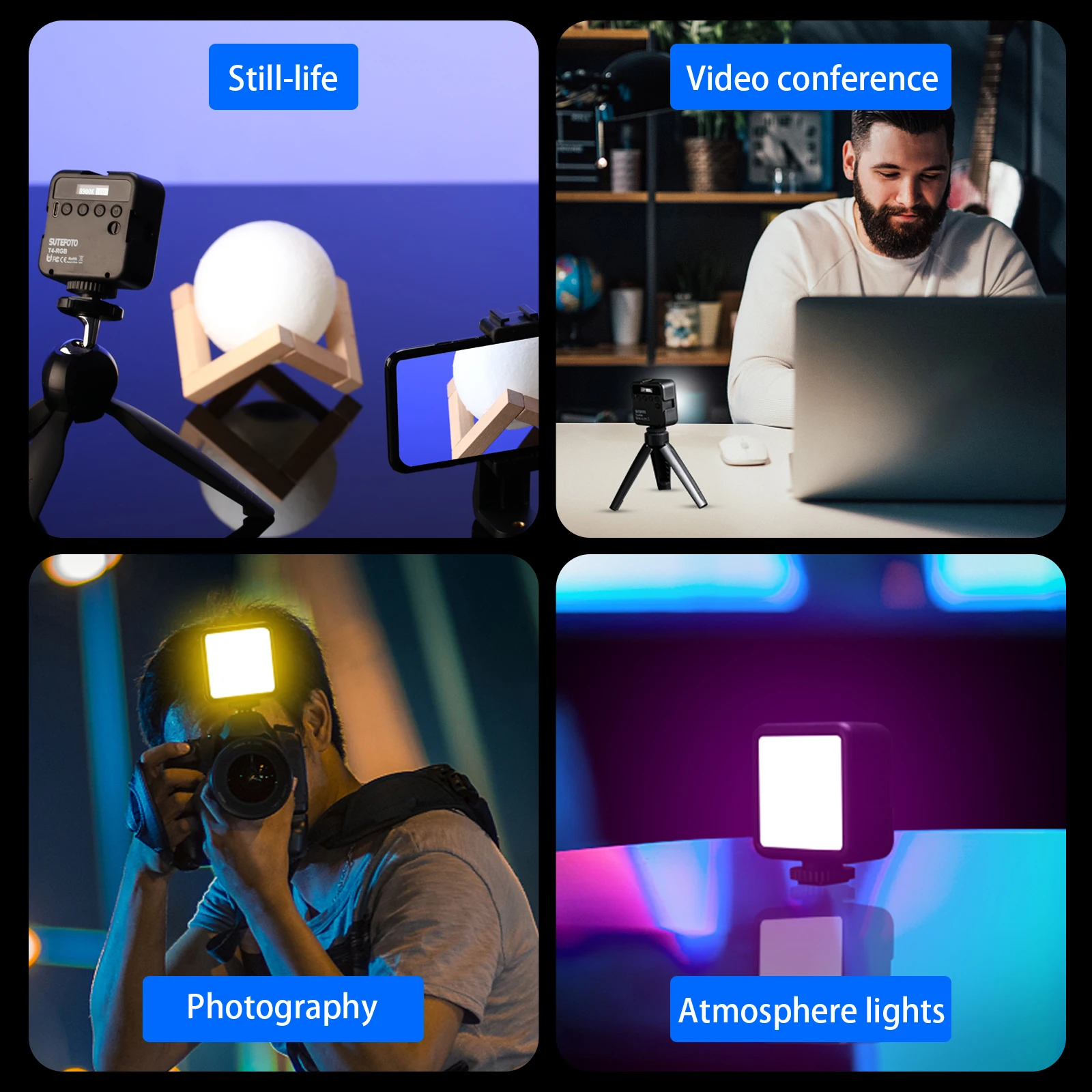 Mini portátil luz led vídeo para câmera smartphone para gopro portátil selfie ajustável rgb lâmpada bolso rgb luz de preenchimento