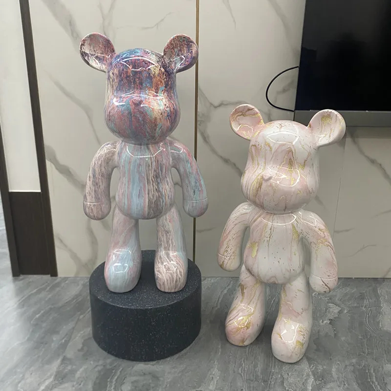 

Decoration Home Painted Bear Statue Ative Figures Bearbrick Nordic Figurines Elf Bar Kawaii Aesthetic Room Decor Objects Ornamen