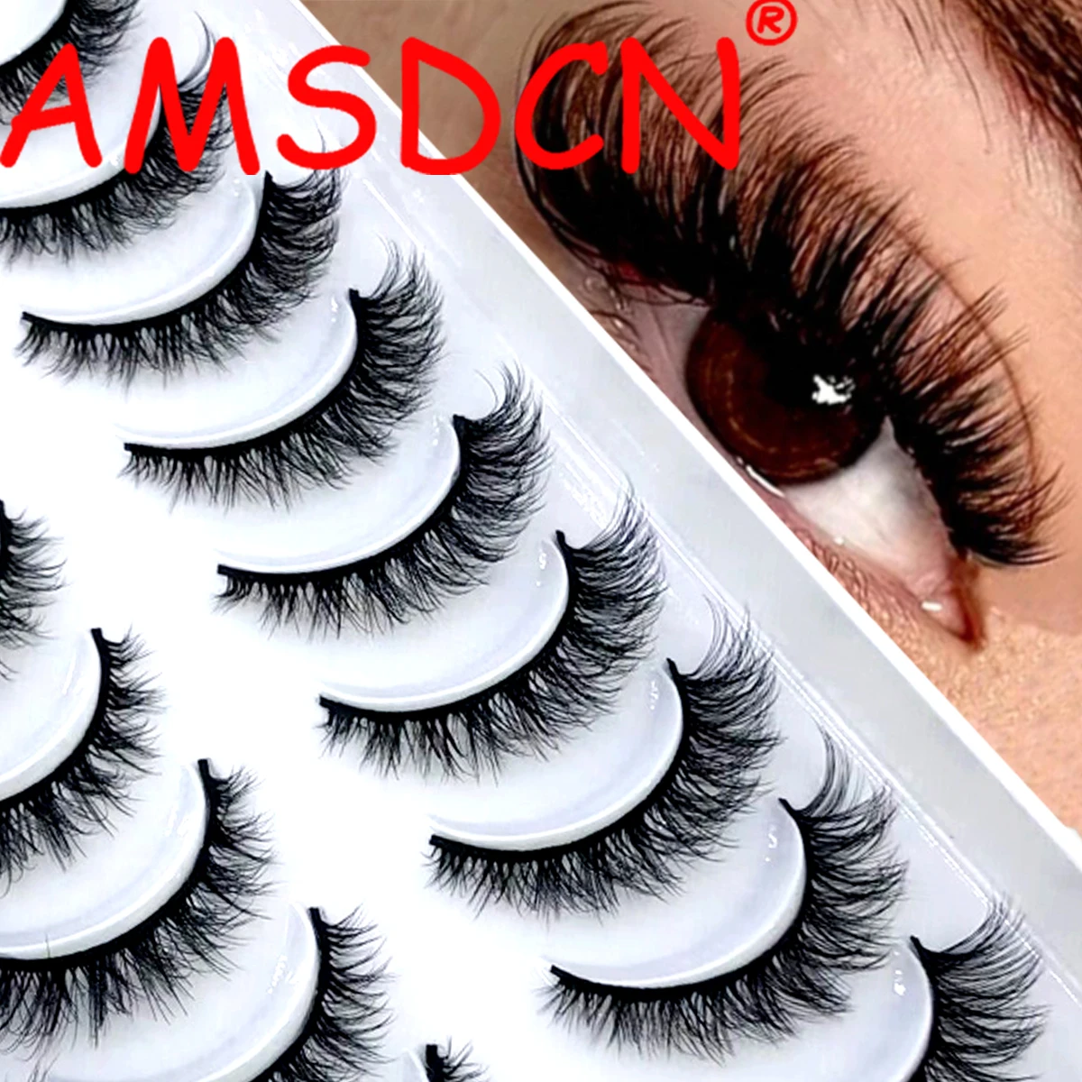 AMSDCN 10 pairs eye-catching 3D mink fur soft and comedic thick false eyelashes with natural eyelash extension false eyelash m