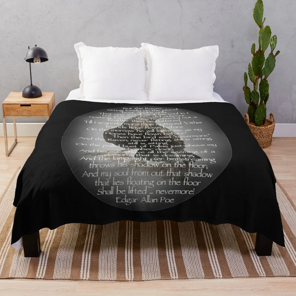 Edgar Allen Poe The Raven Poem Throw Blanket Large Furry Blankets