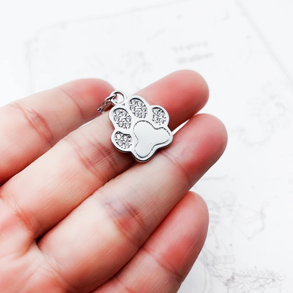 Fashion Cute Pets Dogs Footprints Paw Pendant Charm 925 Sterling Silver Sweater Jewelry For Women